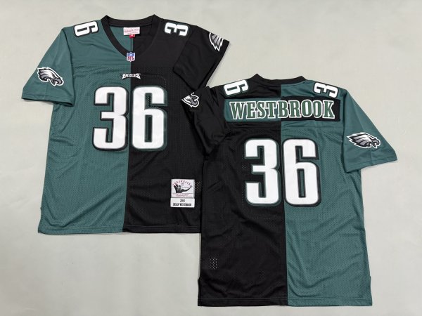 Men's Philadelphia Eagles #36 Brian Westbrook Black and Green Jersey