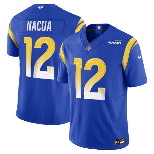 Men's Nike #12 Puka Nacua Royal Los Angeles Rams Vapor F.U.S.E. Limited Player Jersey