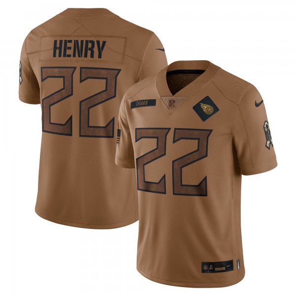 Men's Tennessee Titans #22 Derrick Henry Nike Brown 2023 Salute To Service Limited Jersey