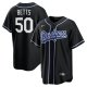 Men's Los Angeles Dodgers #50 Mookie Betts Nike Black Lights Out Replica Player Jersey