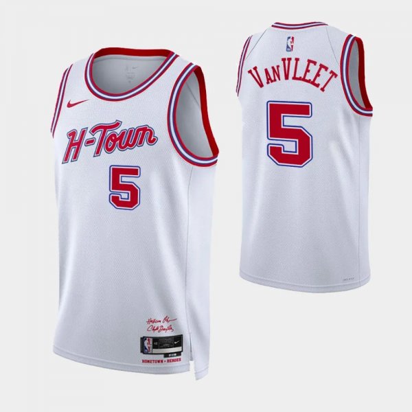 2023-24 City Edition Houston Rockets #5 Fred VanVleet White Swingman Jersey