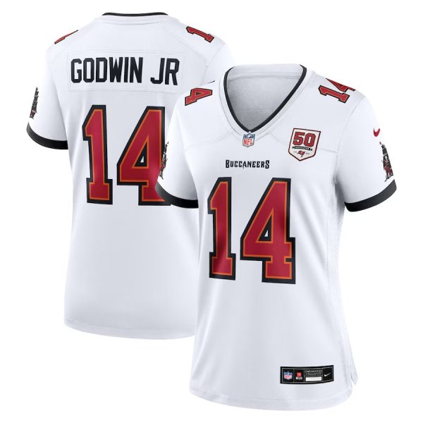Women's Tampa Bay Buccaneers #14 Chris Godwin Jr. Nike White 50th Anniversary Game Jersey