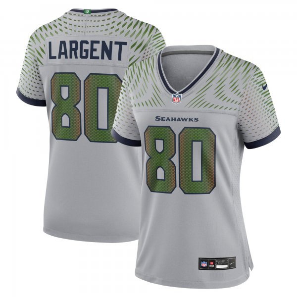 Women's #80 Steve Largent Seattle Seahawks Nike 2025 Rivalries Collection Retired Game Wolf Gray Jersey