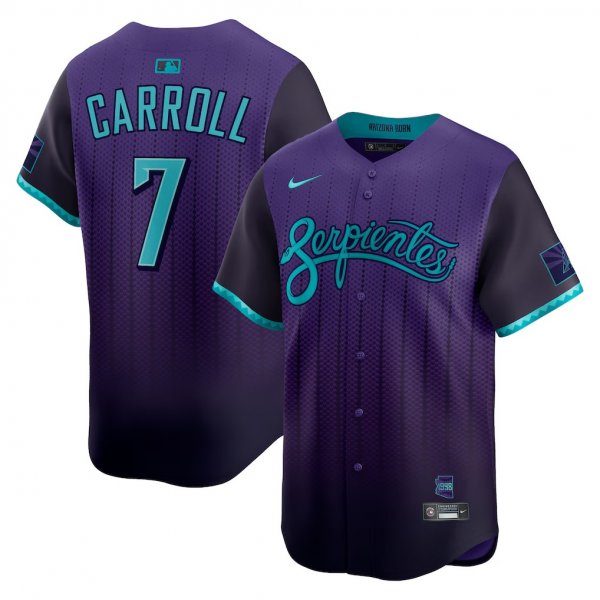 Men's #7 Corbin Carroll Arizona Diamondbacks Nike 2025 City Connect Limited Player Purple Jersey