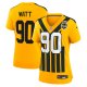Women's Pittsburgh Steelers #90 T.J. Watt Nike Gold Alternate 1933 Throwback Game Jersey