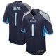 Men's #1 Cameron Ward Tennessee Titans Nike 2025 NFL Draft First Round Pick Alternate Game Navy Jersey