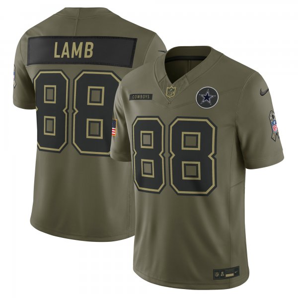 Men's #88 CeeDee Lamb Dallas Cowboys Nike 2025 Salute to Service Limited Olive Jersey