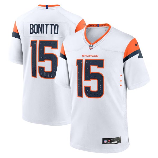 Men's Nike #15 Nik Bonitto White Denver Broncos Game Jersey