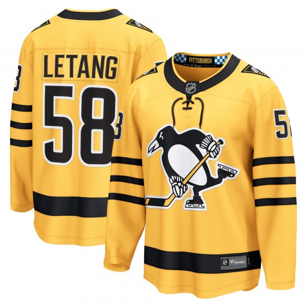 Men's Pittsburgh Penguins #58 Kris Letang Gold Alternate Breakaway Player Jersey