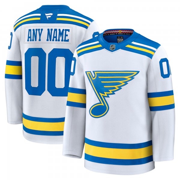 Men's St. Louis Blues White Away Premium Custom Jersey
