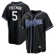 Youth Los Angeles Dodgers #5 Freddie Freeman Nike Black Lights Out Replica Player Jersey