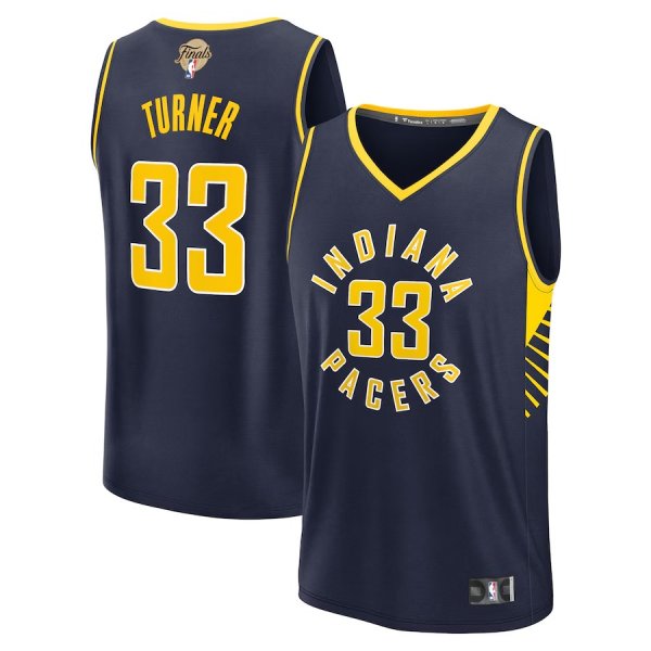 Youth Indiana Pacers #33 Myles Turner Fanatics Navy 2025 NBA Finals Fast Break Player Icon Edition Jersey