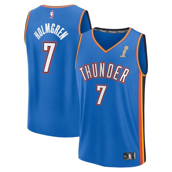 Youth #7 Chet Holmgren Oklahoma City Thunder 2025 NBA Finals Champions Fast Break Replica Player Blue Icon Edition Jersey