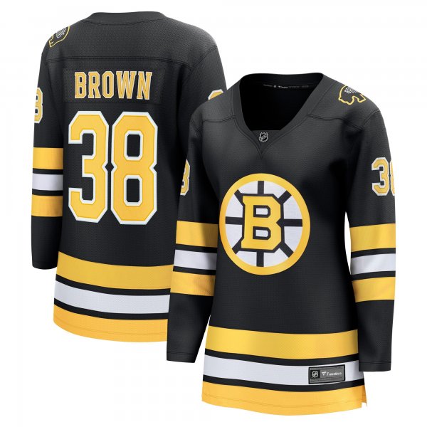 Women's Boston Bruins #38 Patrick Brown Black Home Breakaway Player Jersey