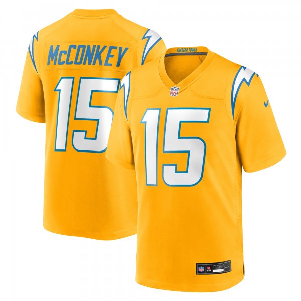 Men's Los Angeles Chargers #15 Ladd McConkey Nike Gold Alternate Charger Power Game Player Jersey