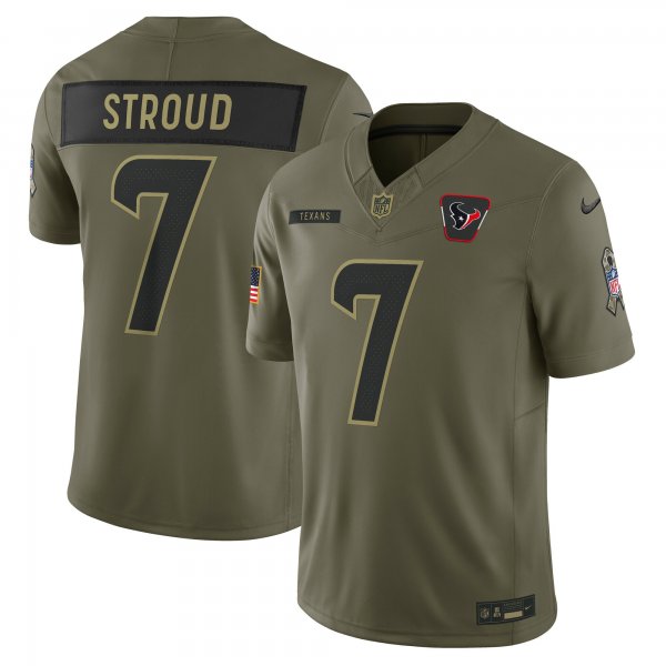 Men's #7 C.J. Stroud Houston Texans Nike 2025 Salute to Service Limited Olive Jersey