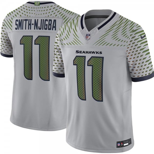 Men's Seattle Seahawks #11 Jaxon Smith-Njigba Gray Rivalries Collection F.U.S.E. Vapor Limited Stitched Jersey