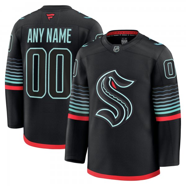 Men's Seattle Kraken Black Alternate Premium Custom Jersey