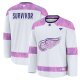 Men's Detroit Red Wings Fanatics White Hockey Fights Cancer Practice Jersey