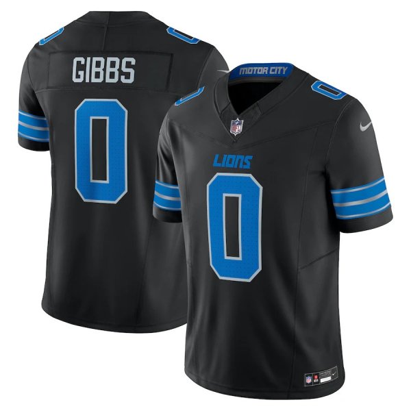 Men's #0 Jahmyr Gibbs Detroit Lions Nike 2nd Alternate Vapor F.U.S.E. Limited Black Jersey
