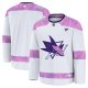 Men's San Jose Sharks Fanatics White 2024 Hockey Fights Cancer Practice Jersey