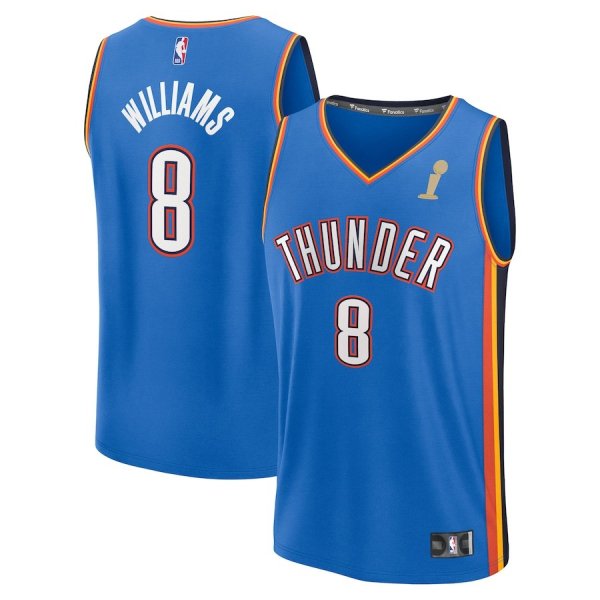 Youth #8 Jalen Williams Oklahoma City Thunder 2025 NBA Finals Champions Fast Break Replica Player Blue Icon Edition Jersey
